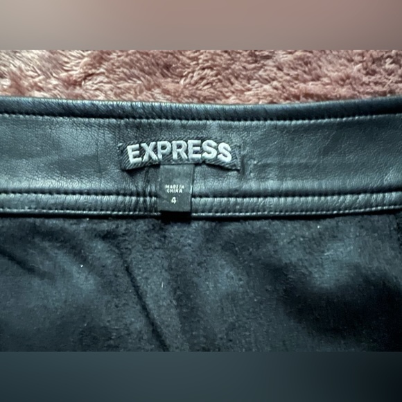 Express Black leather mini skirt with zippers! size 4. Perfect for a night out!! - Picture 3 of 6